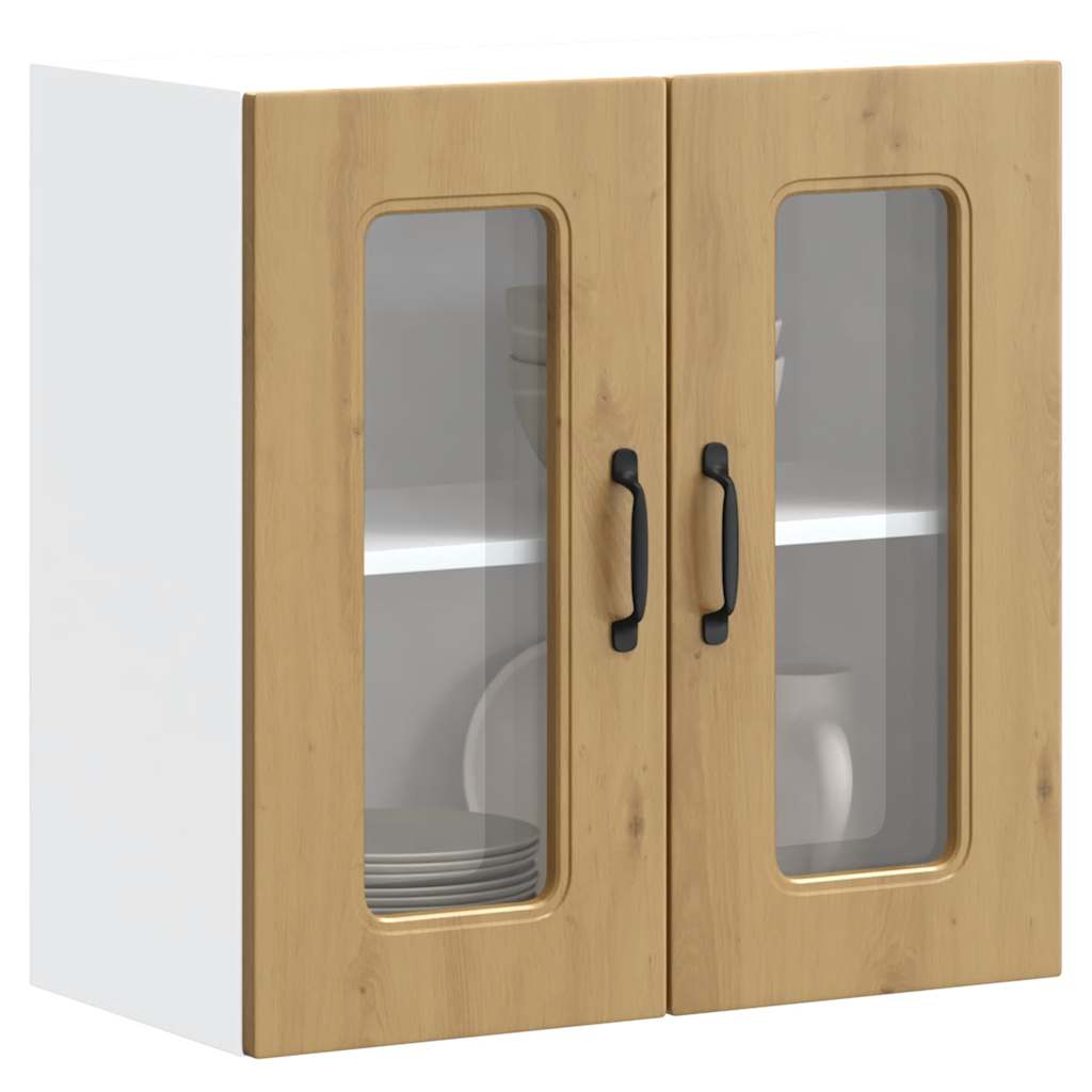 Keukenbovenkast met glazen deur Kalmar bewerkt hout artisanaal eiken is nu te koop bij PeponiXL, paradijselijk wonen!