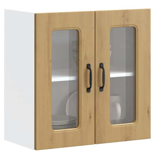 Keukenbovenkast met glazen deur Kalmar bewerkt hout artisanaal eiken is nu te koop bij PeponiXL, paradijselijk wonen!