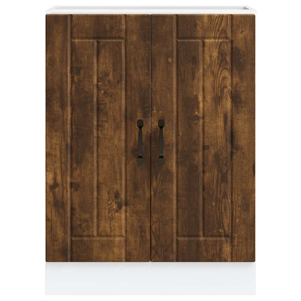 Spoelbakonderkast Lucca bewerkt hout gerookt eikenkleurig is nu te koop bij PeponiXL, paradijselijk wonen!