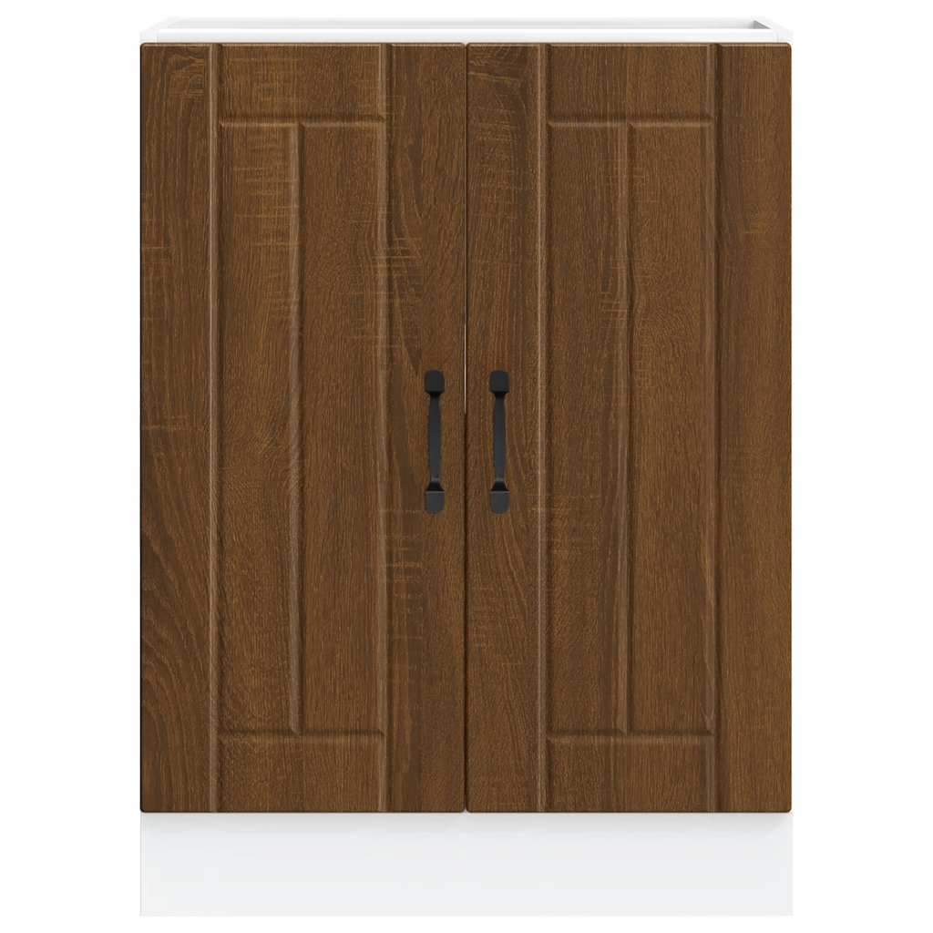 Spoelbakonderkast Lucca bewerkt hout bruin eikenkleur is nu te koop bij PeponiXL, paradijselijk wonen!