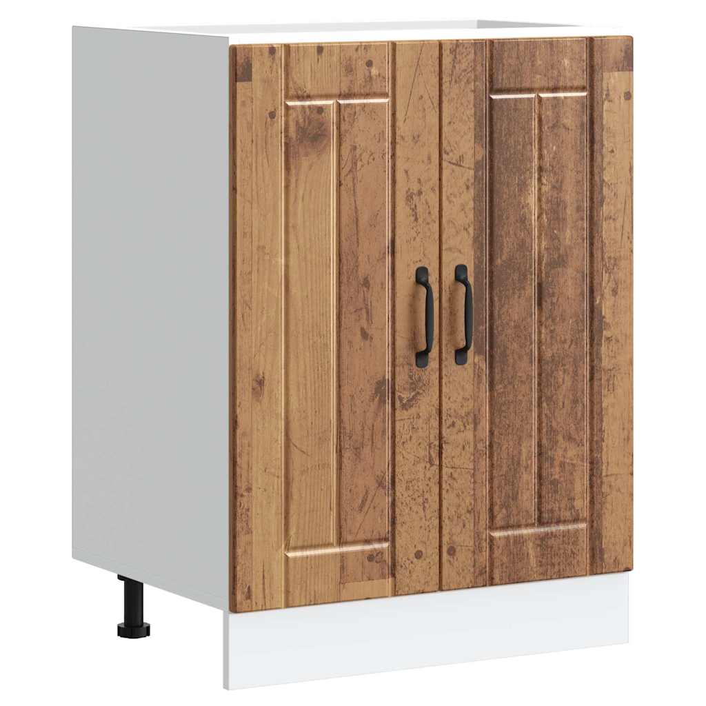 Spoelbakonderkast Lucca bewerkt hout oud houtkleurig is nu te koop bij PeponiXL, paradijselijk wonen!