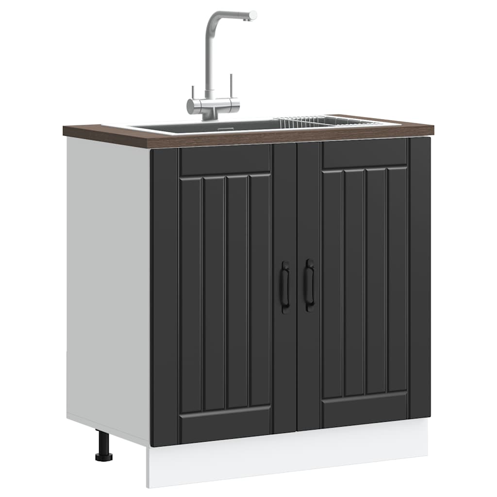 Spoelbakonderkast Lucca bewerkt hout zwart is nu te koop bij PeponiXL, paradijselijk wonen!