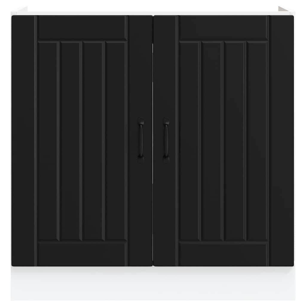 Spoelbakonderkast Lucca bewerkt hout zwart is nu te koop bij PeponiXL, paradijselijk wonen!