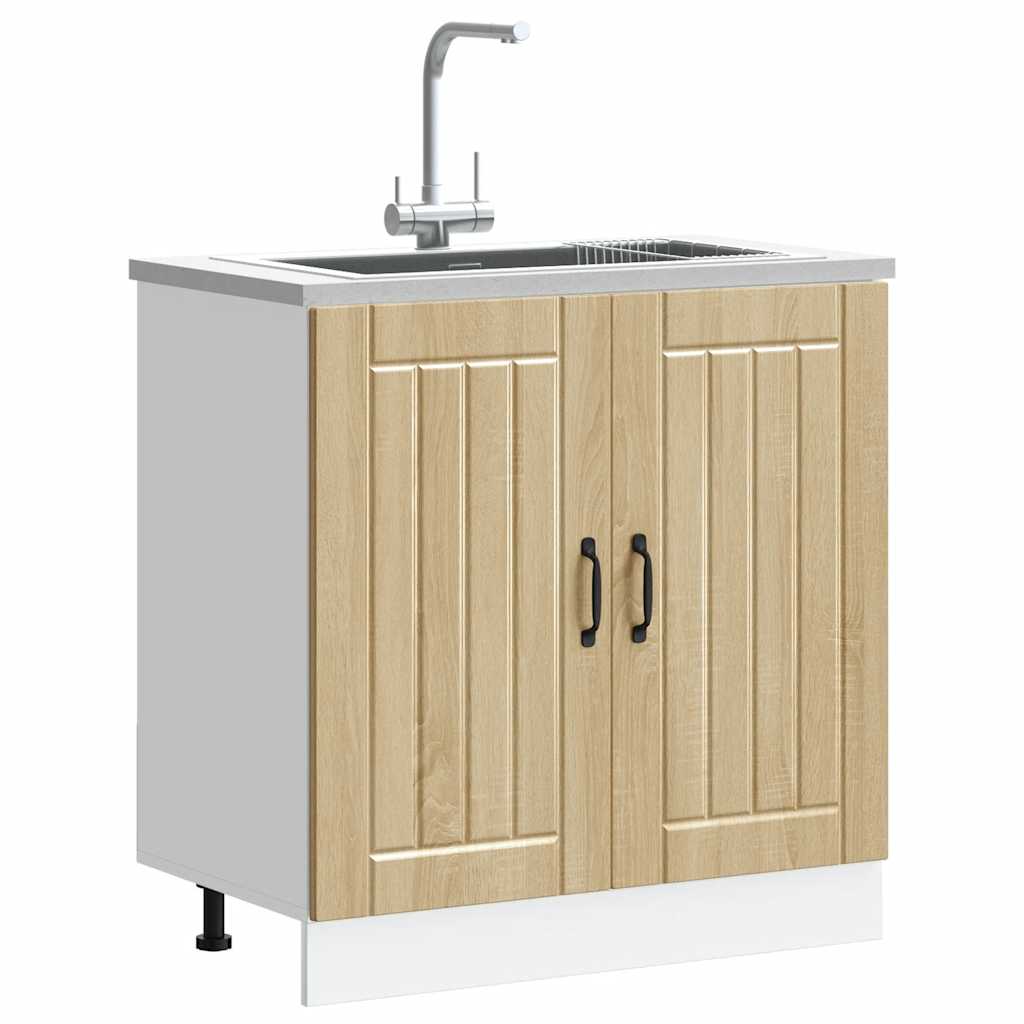 Spoelbakonderkast Lucca bewerkt hout sonoma eikenkleurig is nu te koop bij PeponiXL, paradijselijk wonen!