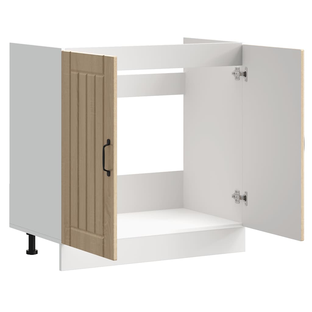 Spoelbakonderkast Lucca bewerkt hout sonoma eikenkleurig is nu te koop bij PeponiXL, paradijselijk wonen!