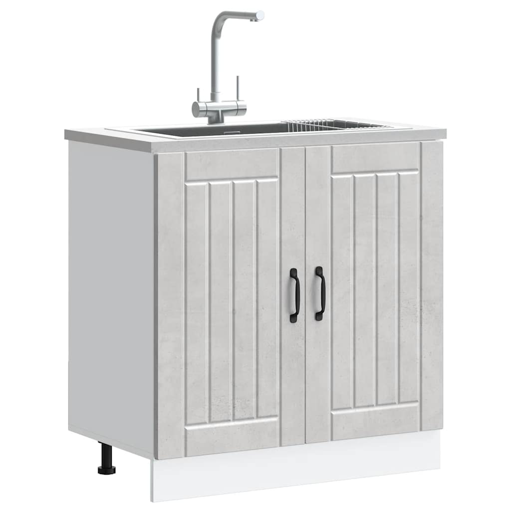 Spoelbakonderkast Lucca bewerkt hout betongrijs is nu te koop bij PeponiXL, paradijselijk wonen!