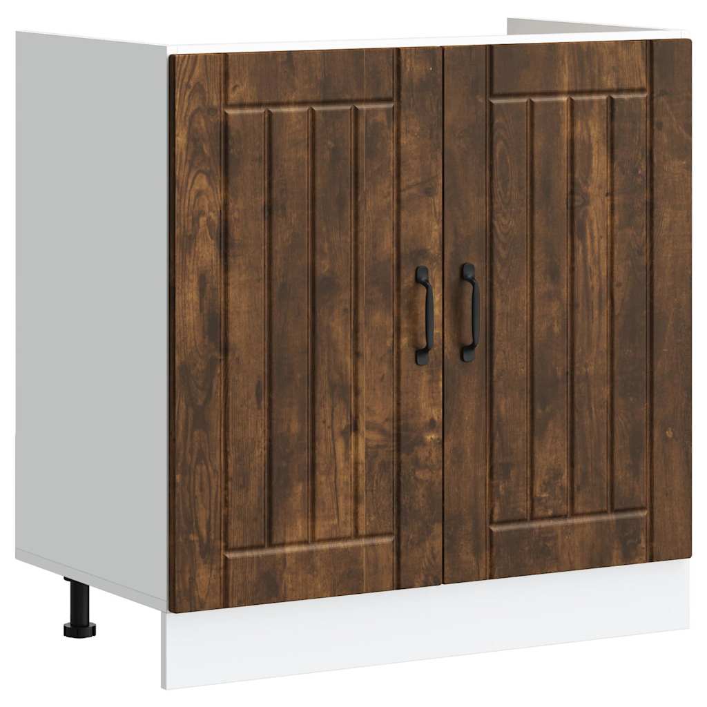 Spoelbakonderkast Lucca bewerkt hout gerookt eikenkleurig is nu te koop bij PeponiXL, paradijselijk wonen!