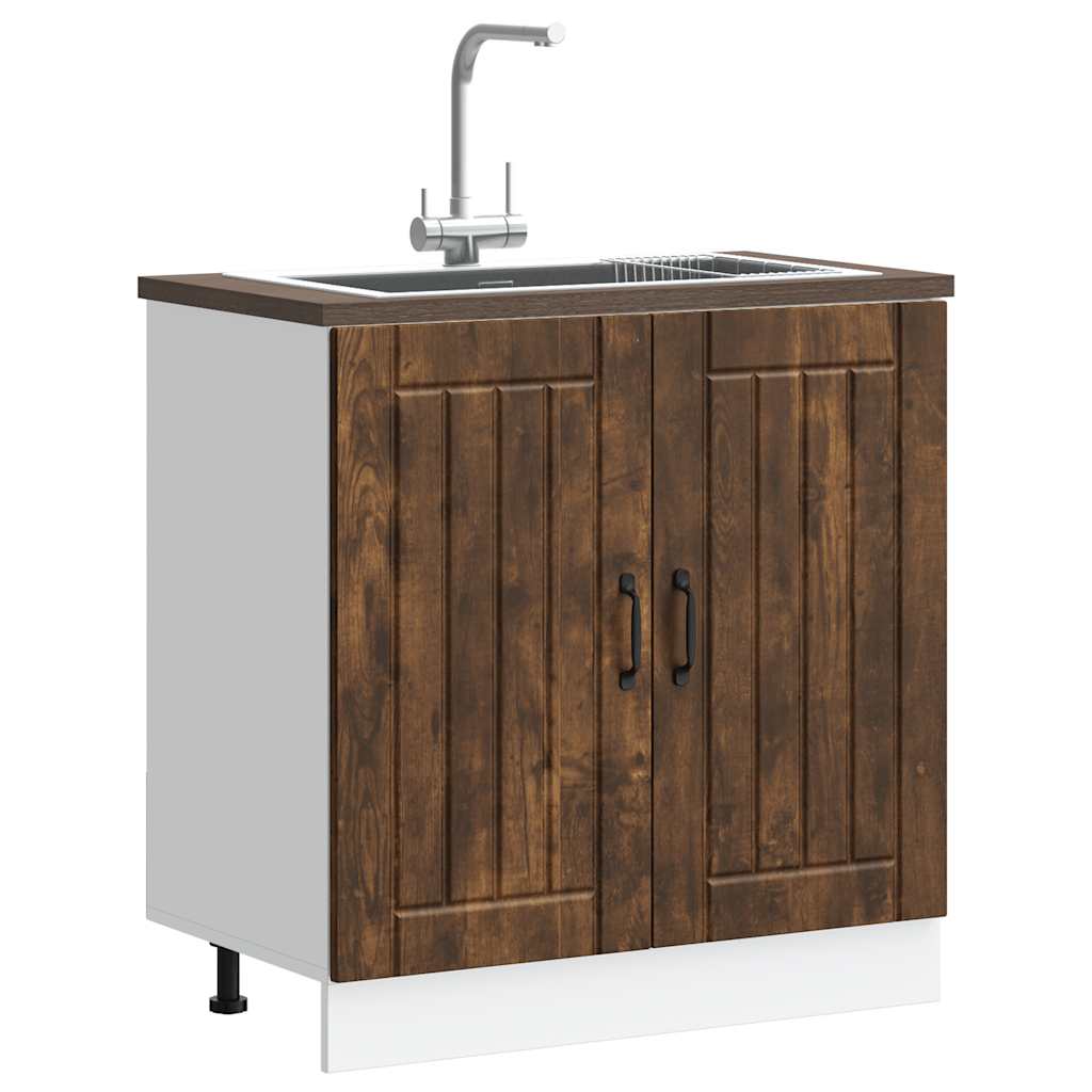 Spoelbakonderkast Lucca bewerkt hout gerookt eikenkleurig is nu te koop bij PeponiXL, paradijselijk wonen!