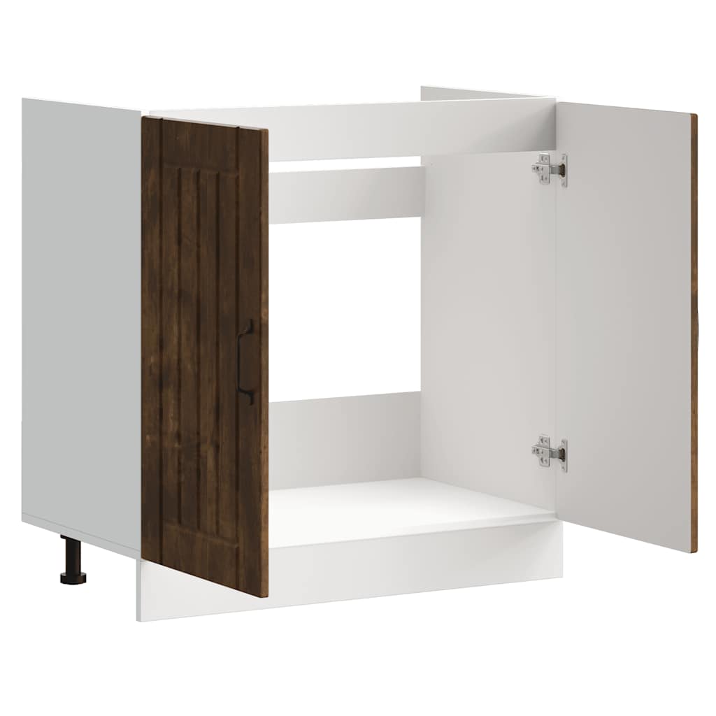 Spoelbakonderkast Lucca bewerkt hout gerookt eikenkleurig is nu te koop bij PeponiXL, paradijselijk wonen!