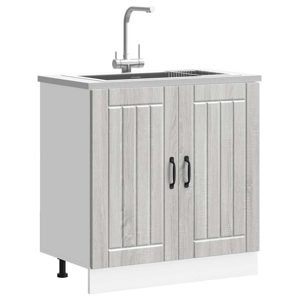 Spoelbakonderkast Lucca bewerkt hout grijs sonoma eiken is nu te koop bij PeponiXL, paradijselijk wonen!
