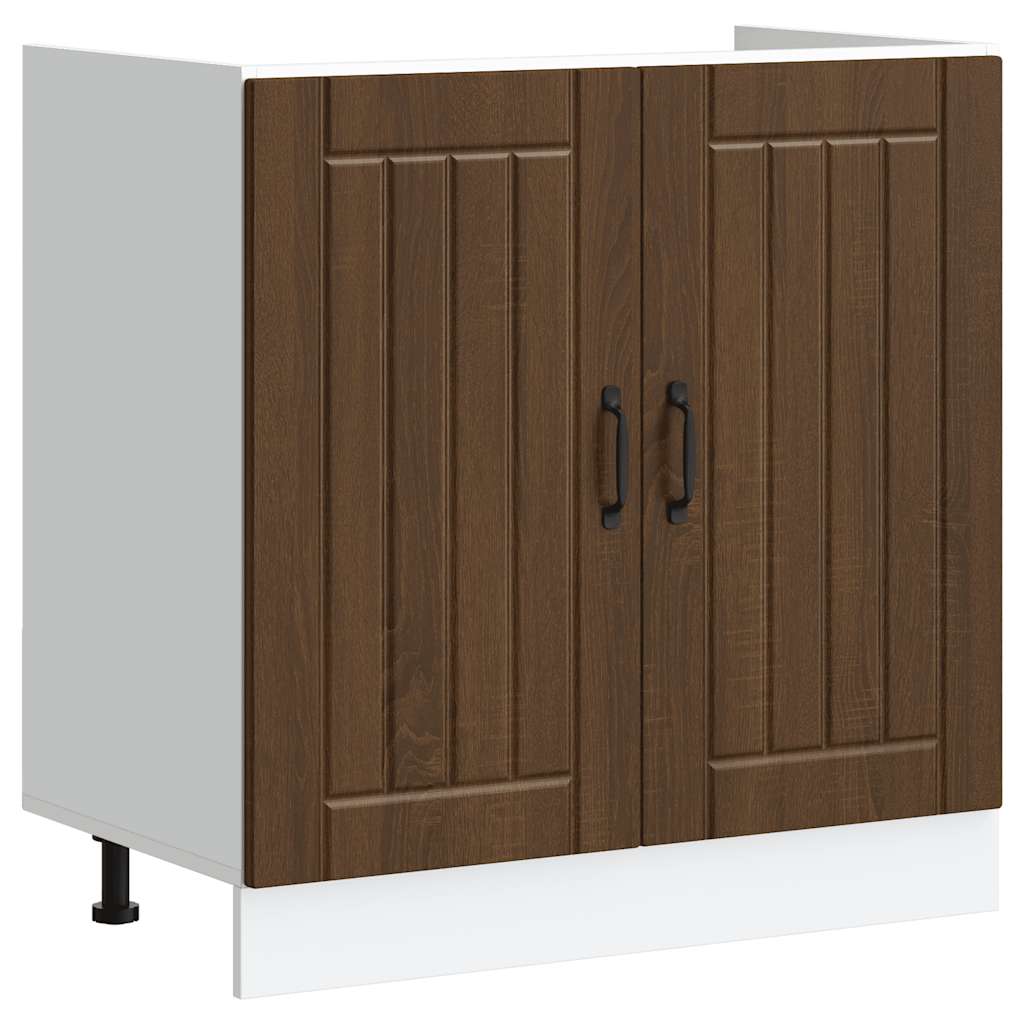 Spoelbakonderkast Lucca bewerkt hout bruin eikenkleur is nu te koop bij PeponiXL, paradijselijk wonen!