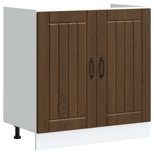 Spoelbakonderkast Lucca bewerkt hout bruin eikenkleur is nu te koop bij PeponiXL, paradijselijk wonen!
