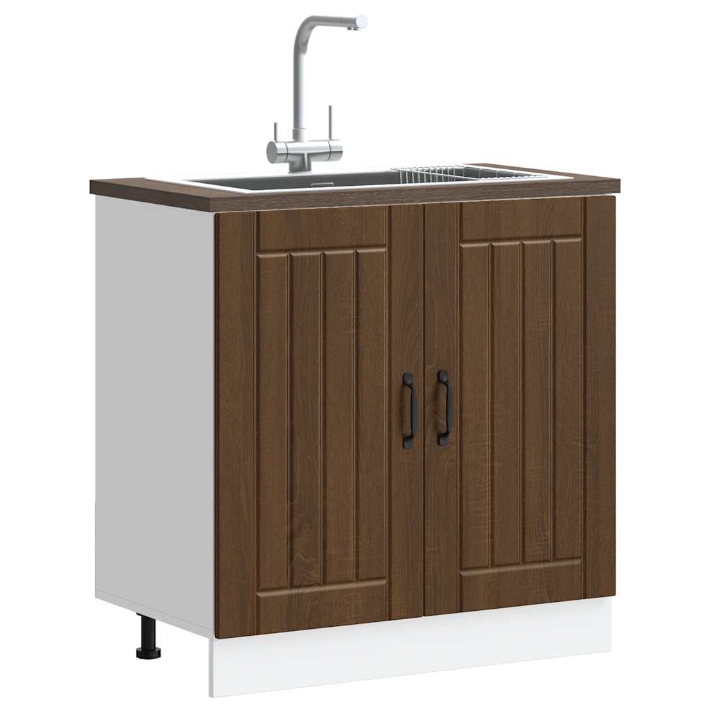 Spoelbakonderkast Lucca bewerkt hout bruin eikenkleur is nu te koop bij PeponiXL, paradijselijk wonen!