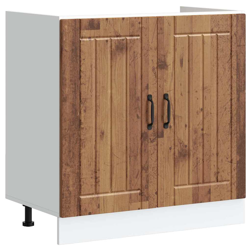 Spoelbakonderkast Lucca bewerkt hout oud houtkleurig is nu te koop bij PeponiXL, paradijselijk wonen!