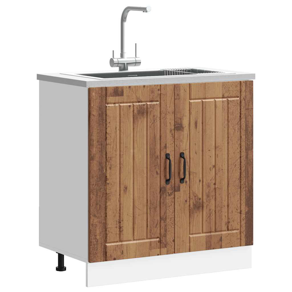 Spoelbakonderkast Lucca bewerkt hout oud houtkleurig is nu te koop bij PeponiXL, paradijselijk wonen!