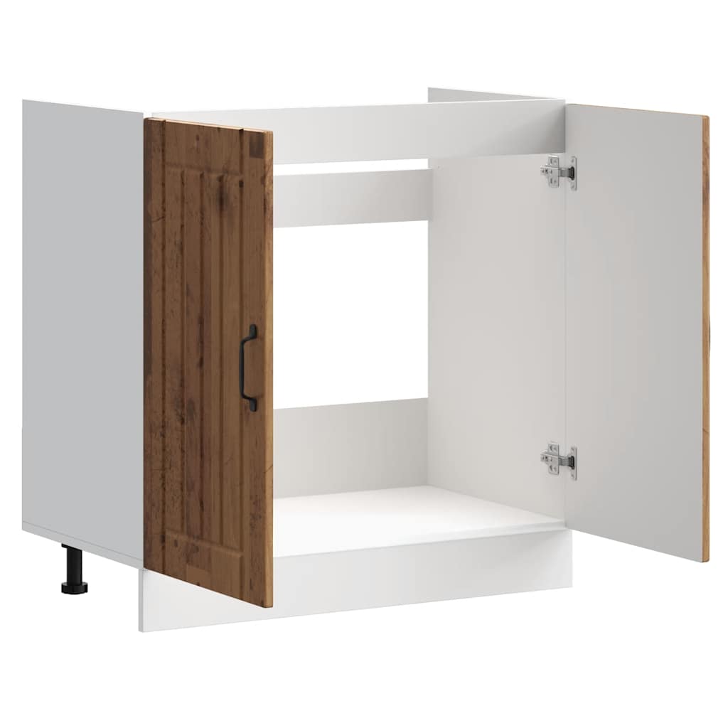 Spoelbakonderkast Lucca bewerkt hout oud houtkleurig is nu te koop bij PeponiXL, paradijselijk wonen!