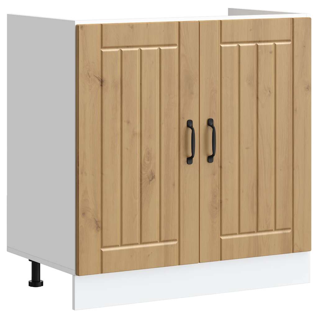 Spoelbakonderkast Lucca bewerkt hout artisanaal eikenkleur is nu te koop bij PeponiXL, paradijselijk wonen!