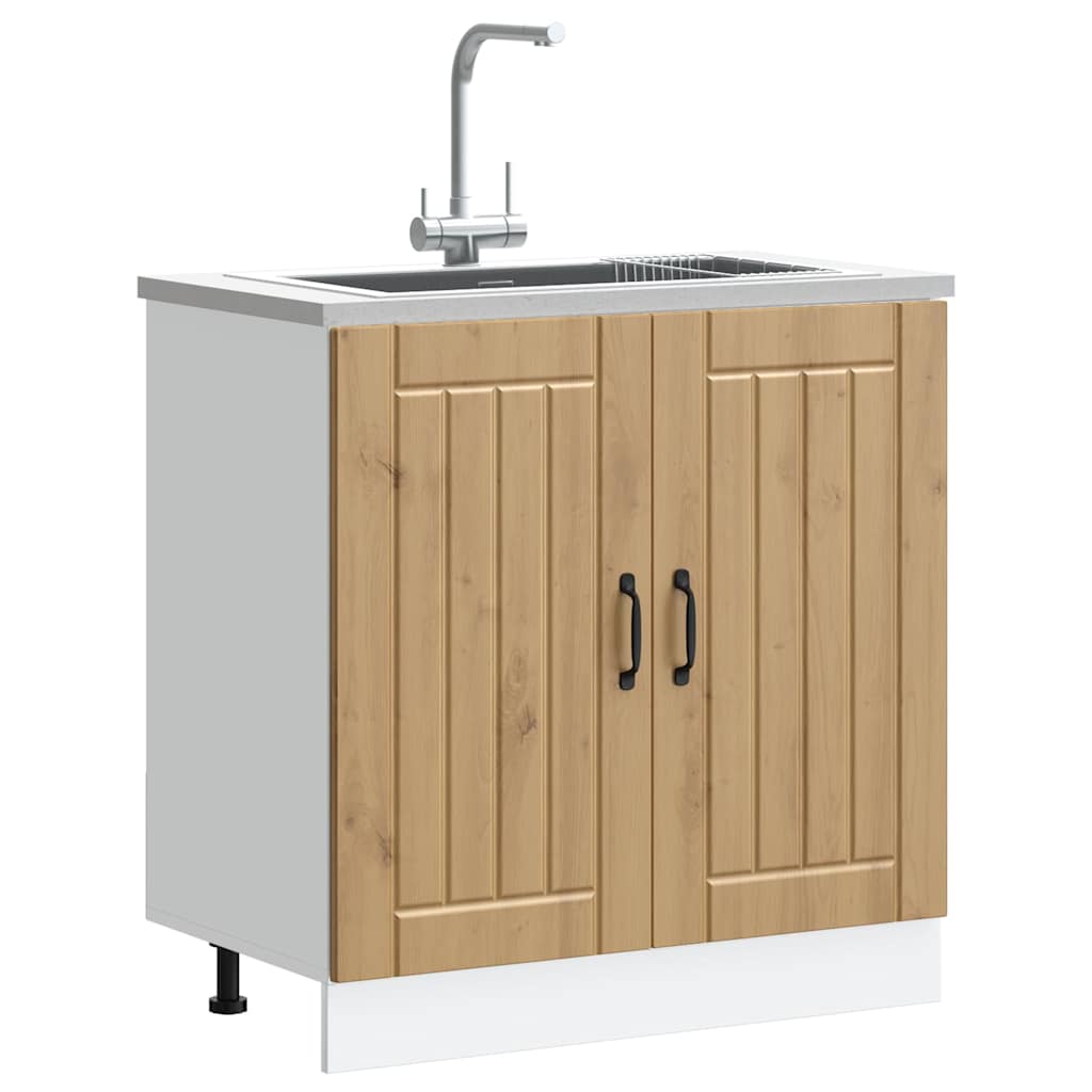 Spoelbakonderkast Lucca bewerkt hout artisanaal eikenkleur is nu te koop bij PeponiXL, paradijselijk wonen!