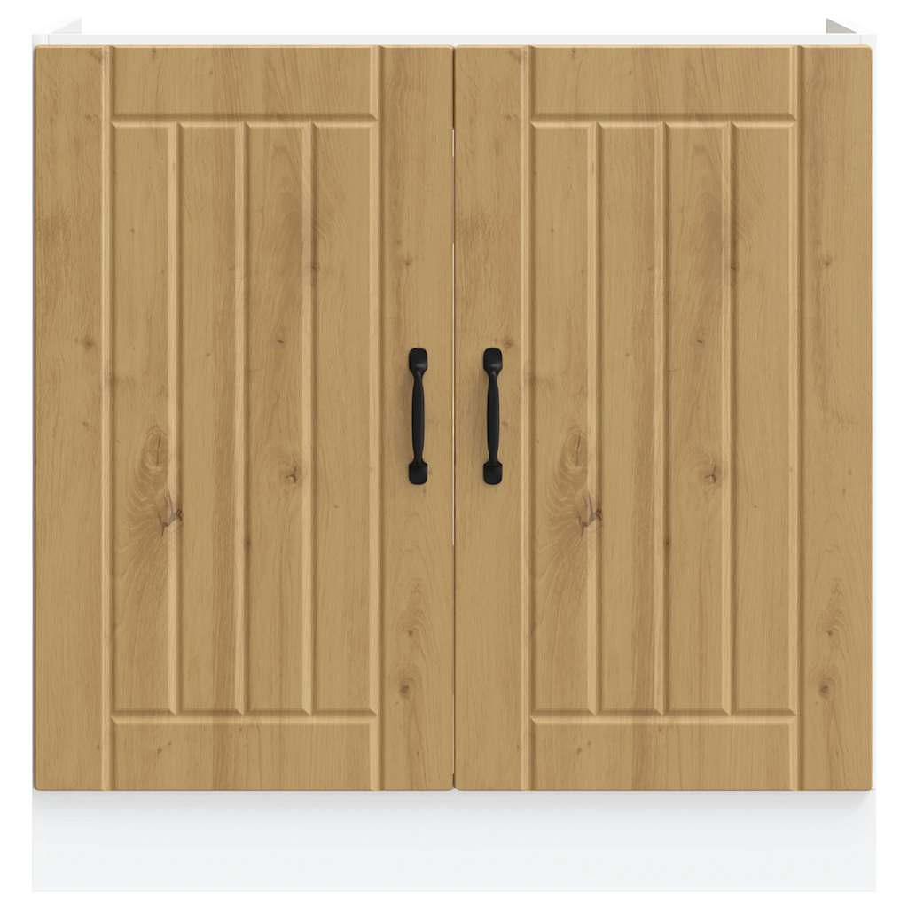 Spoelbakonderkast Lucca bewerkt hout artisanaal eikenkleur is nu te koop bij PeponiXL, paradijselijk wonen!