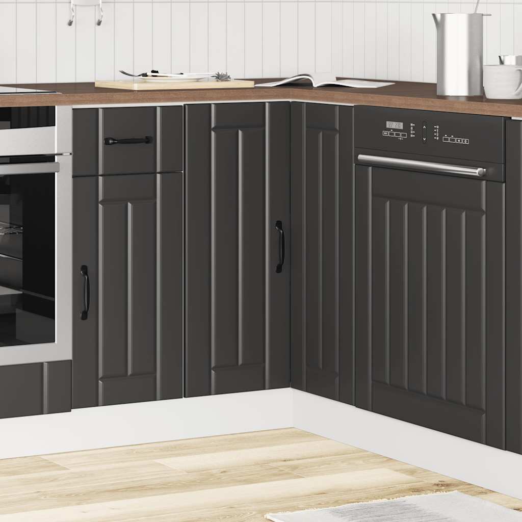 Keuken hoekonderkast Lucca bewerkt hout zwart is nu te koop bij PeponiXL, paradijselijk wonen!
