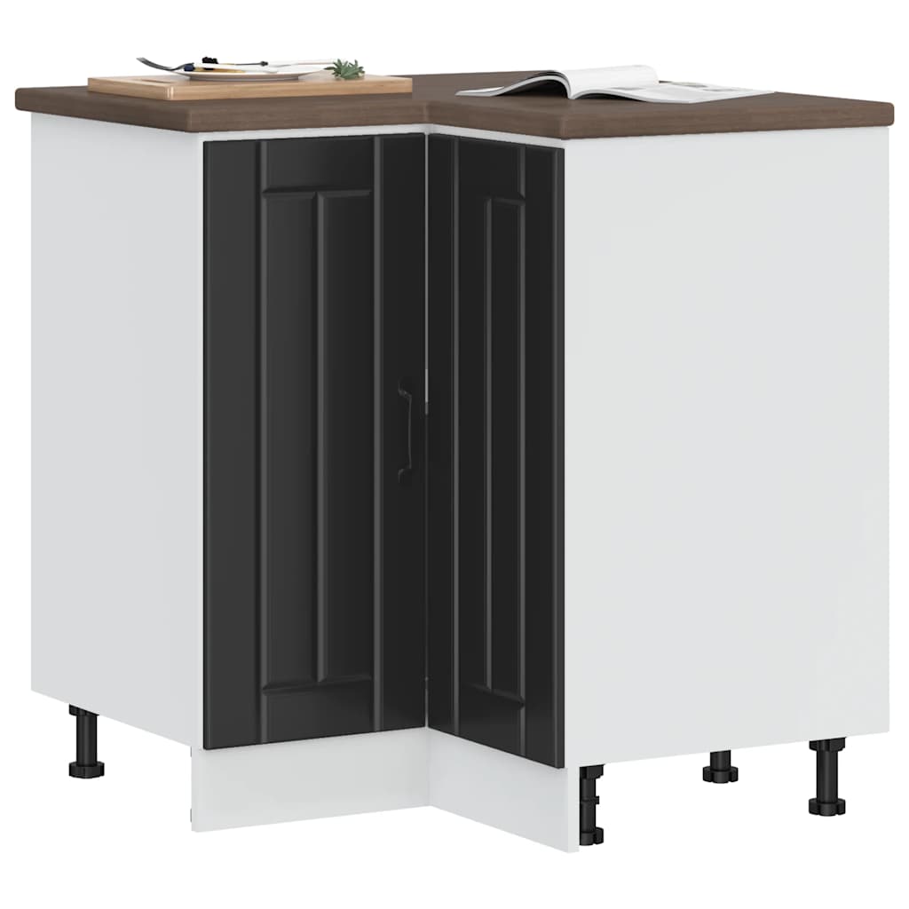 Keuken hoekonderkast Lucca bewerkt hout zwart is nu te koop bij PeponiXL, paradijselijk wonen!