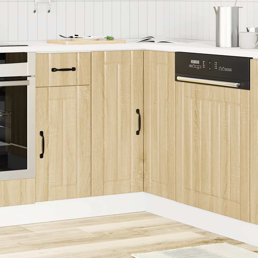 Keuken hoekonderkast Lucca bewerkt hout sonoma eikenkleurig is nu te koop bij PeponiXL, paradijselijk wonen!
