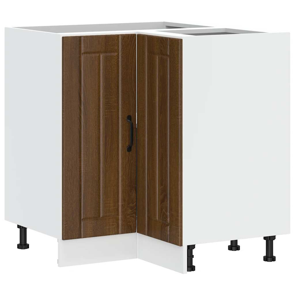 Keuken hoekonderkast Lucca bewerkt hout bruin eikenkleur is nu te koop bij PeponiXL, paradijselijk wonen!