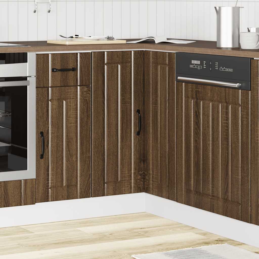 Keuken hoekonderkast Lucca bewerkt hout bruin eikenkleur is nu te koop bij PeponiXL, paradijselijk wonen!