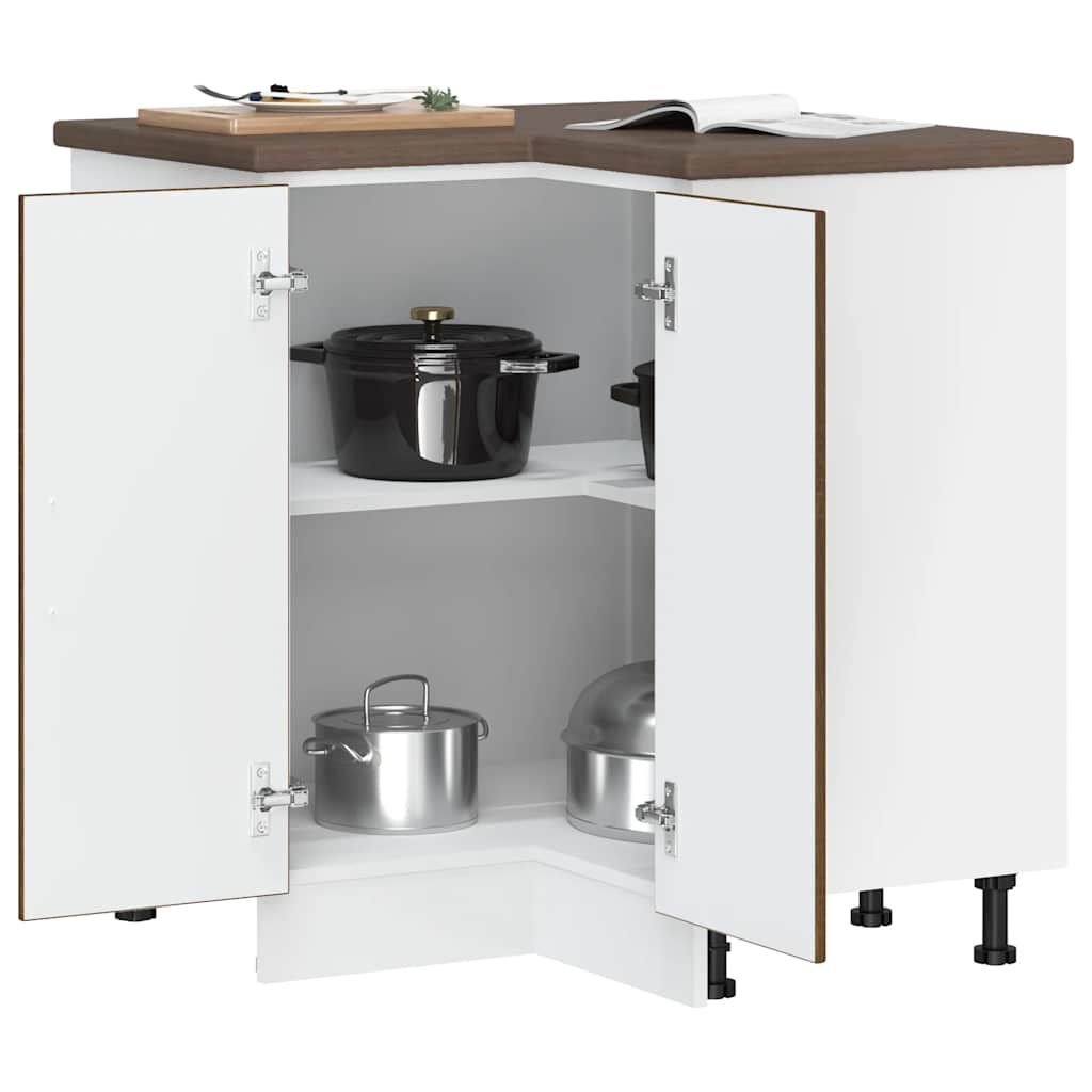 Keuken hoekonderkast Lucca bewerkt hout bruin eikenkleur is nu te koop bij PeponiXL, paradijselijk wonen!