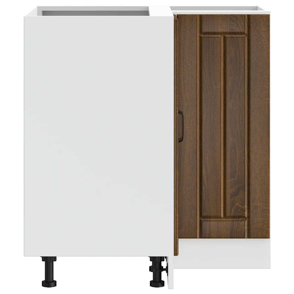 Keuken hoekonderkast Lucca bewerkt hout bruin eikenkleur is nu te koop bij PeponiXL, paradijselijk wonen!