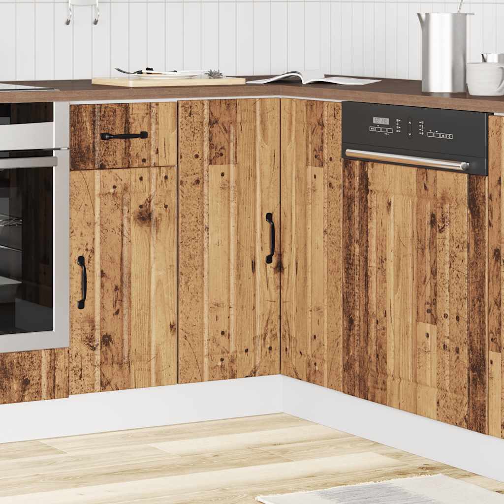Keuken hoekonderkast Lucca bewerkt hout oud houtkleurig is nu te koop bij PeponiXL, paradijselijk wonen!