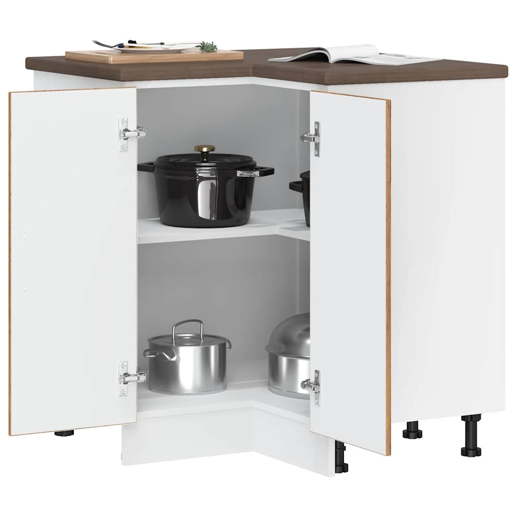 Keuken hoekonderkast Lucca bewerkt hout oud houtkleurig is nu te koop bij PeponiXL, paradijselijk wonen!