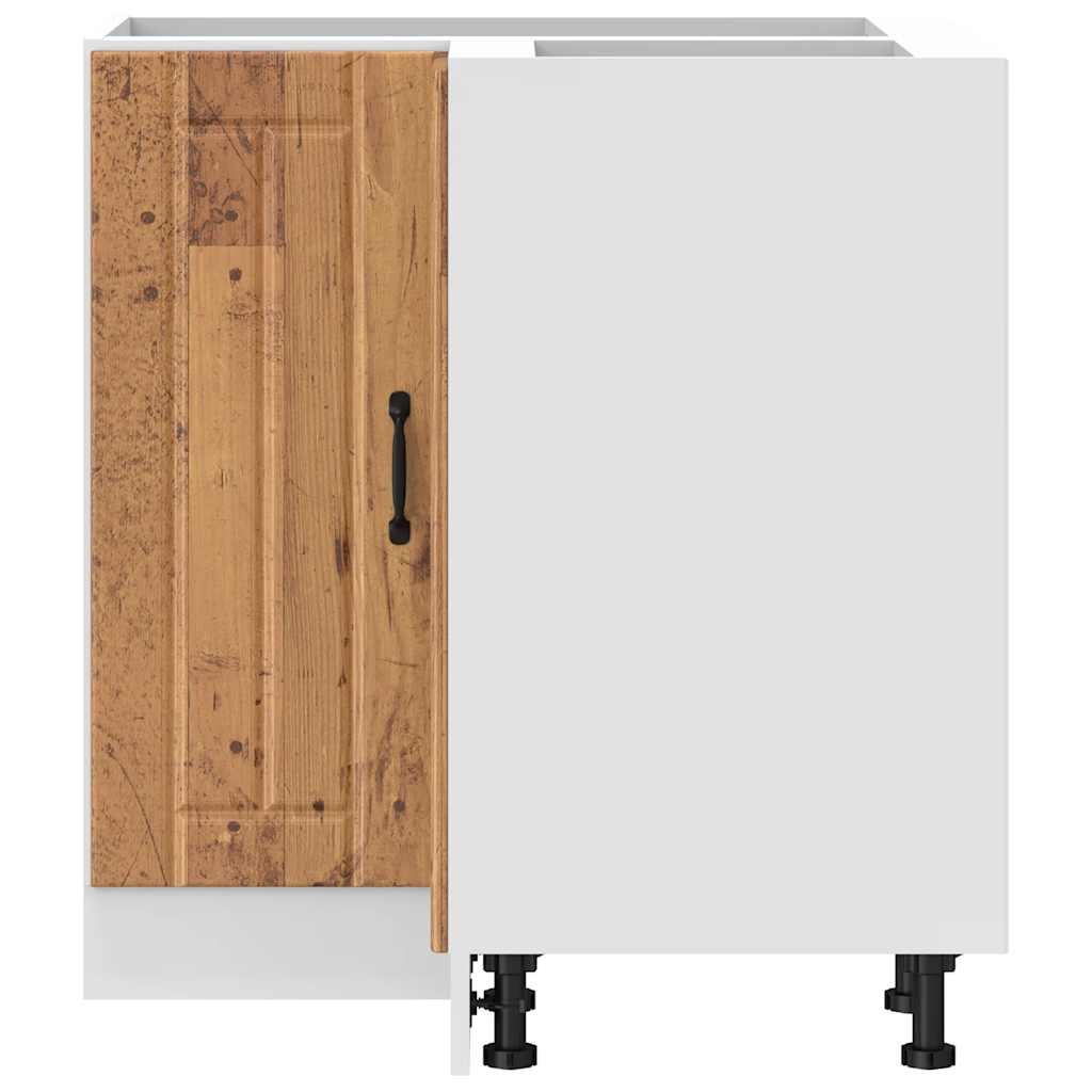 Keuken hoekonderkast Lucca bewerkt hout oud houtkleurig is nu te koop bij PeponiXL, paradijselijk wonen!
