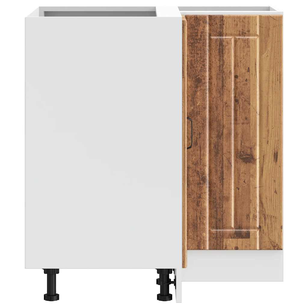 Keuken hoekonderkast Lucca bewerkt hout oud houtkleurig is nu te koop bij PeponiXL, paradijselijk wonen!