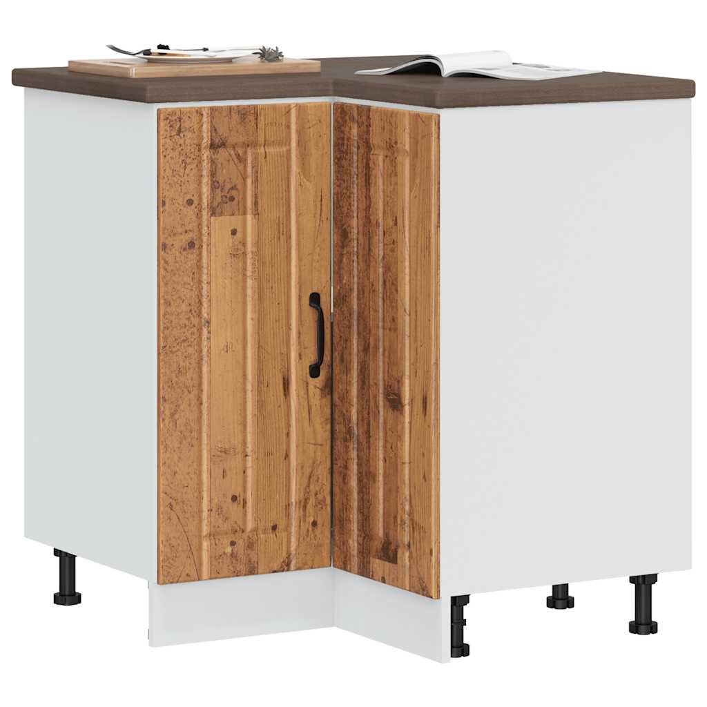 Keuken hoekonderkast Lucca bewerkt hout oud houtkleurig is nu te koop bij PeponiXL, paradijselijk wonen!