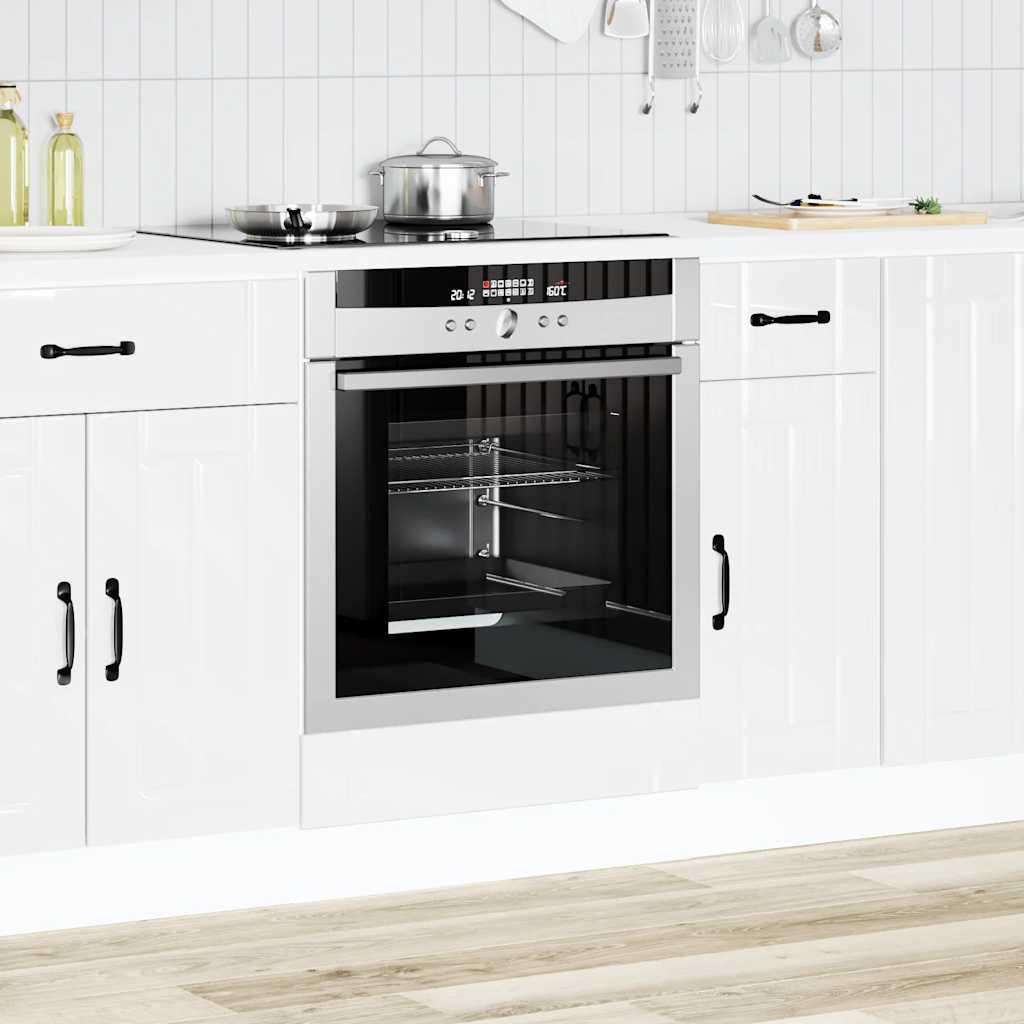 Ovenkast Lucca bewerkt hout hoogglans wit is nu te koop bij PeponiXL, paradijselijk wonen!