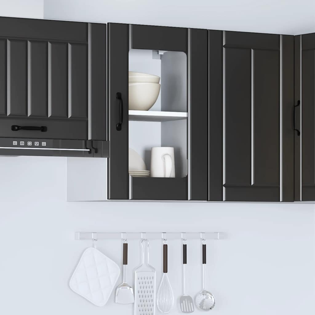 Keukenbovenkast met glazen deur Lucca zwart is nu te koop bij PeponiXL, paradijselijk wonen!