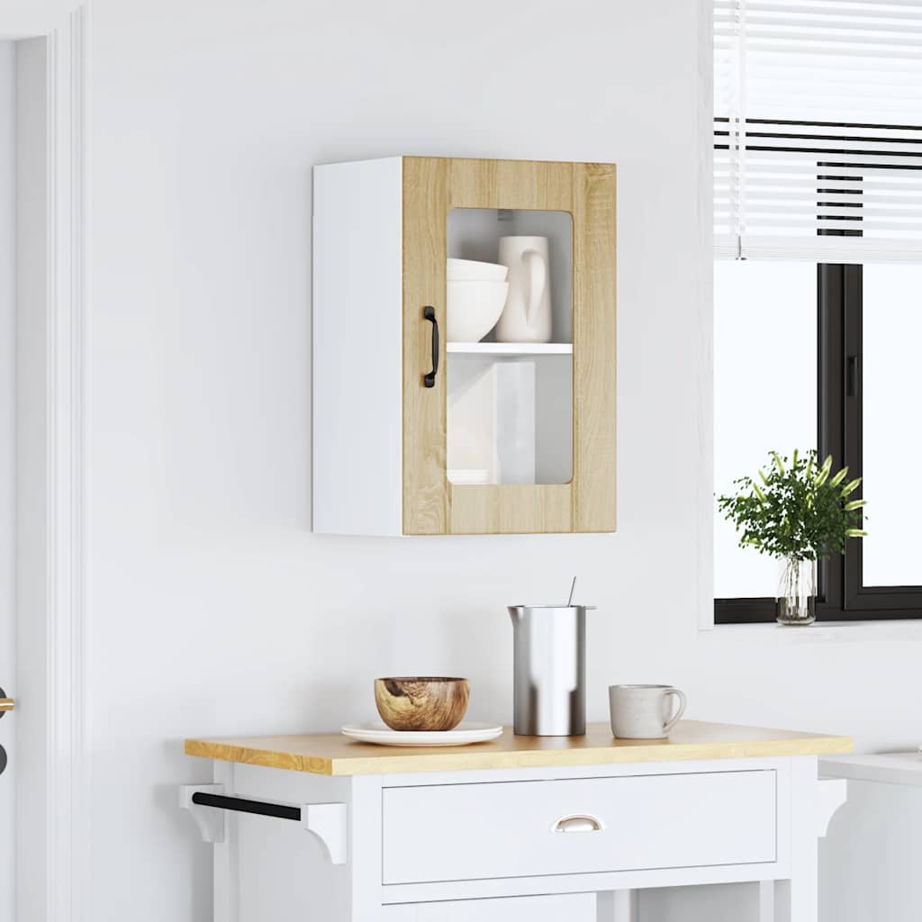 Keukenbovenkast met glazen deur Lucca sonoma eikenkleur is nu te koop bij PeponiXL, paradijselijk wonen!