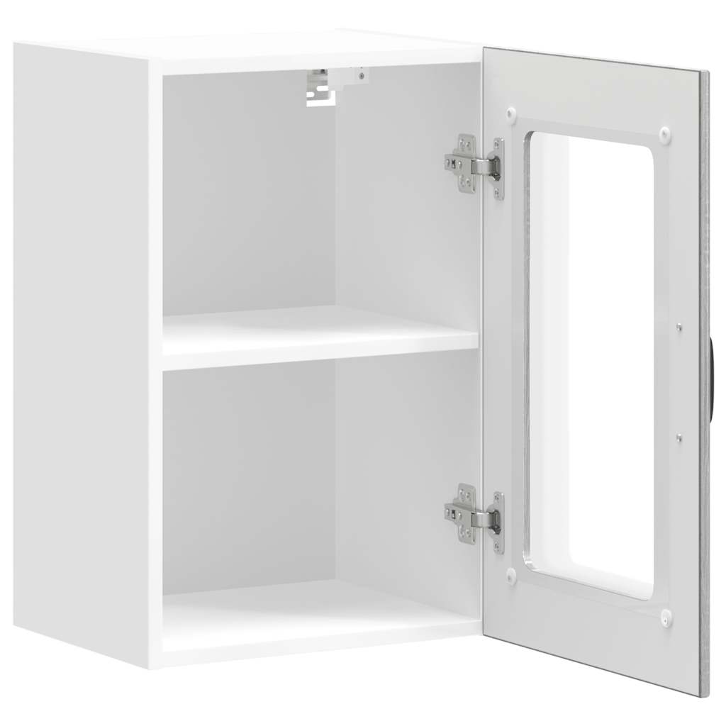 Keukenbovenkast met glazen deur Lucca grijs sonoma eikenkleur is nu te koop bij PeponiXL, paradijselijk wonen!