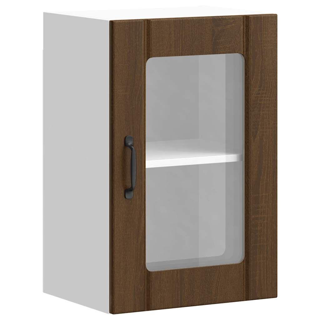 Keukenbovenkast met glazen deur Lucca bruin eikenkleur is nu te koop bij PeponiXL, paradijselijk wonen!