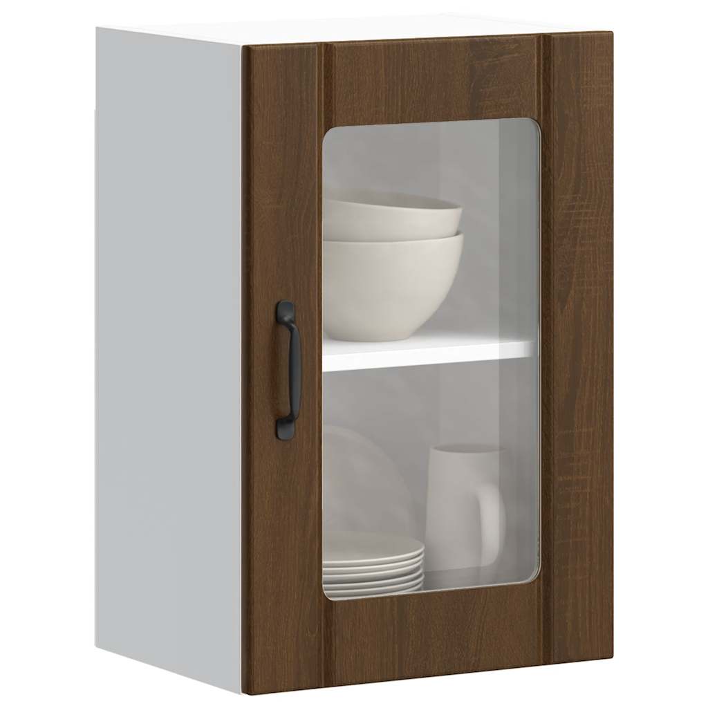 Keukenbovenkast met glazen deur Lucca bruin eikenkleur is nu te koop bij PeponiXL, paradijselijk wonen!