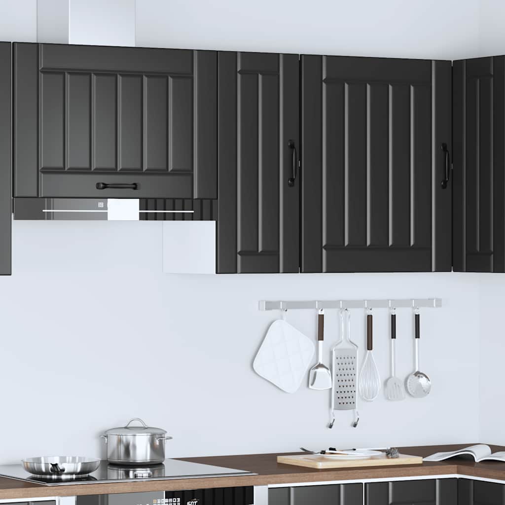 Keukenbovenkast Lucca bewerkt hout zwart is nu te koop bij PeponiXL, paradijselijk wonen!