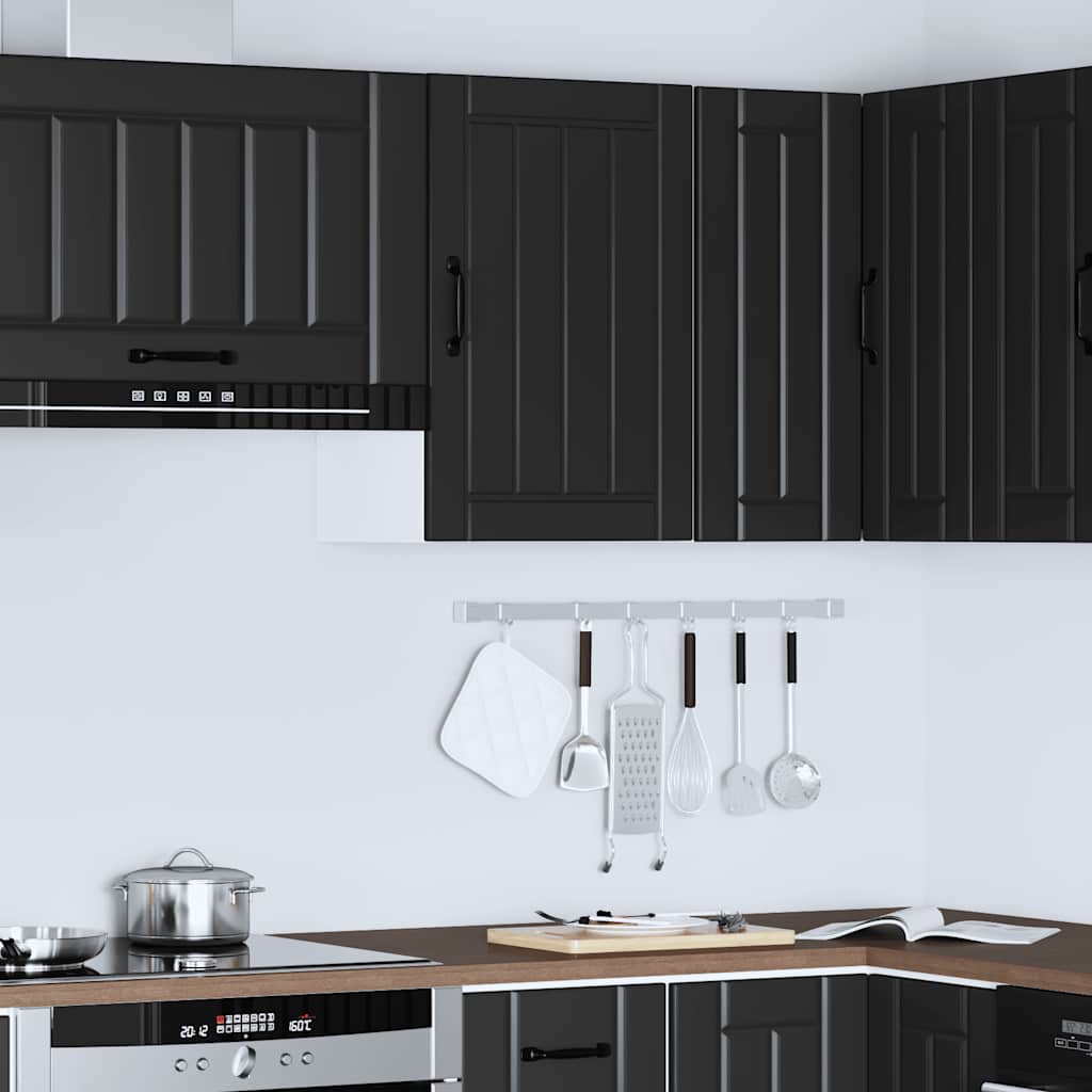Keukenbovenkast Lucca bewerkt hout zwart is nu te koop bij PeponiXL, paradijselijk wonen!