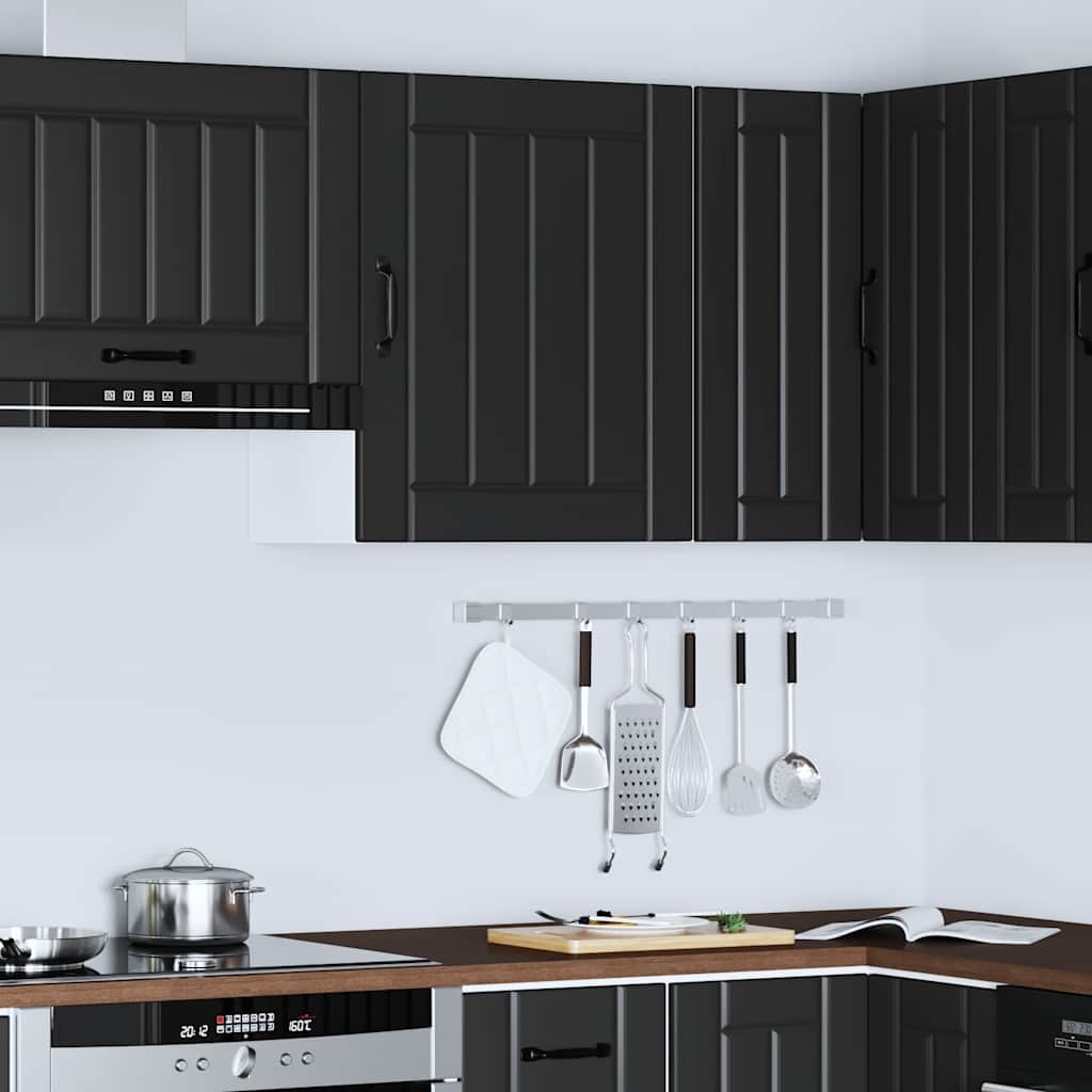 Keukenbovenkast Lucca bewerkt hout zwart is nu te koop bij PeponiXL, paradijselijk wonen!