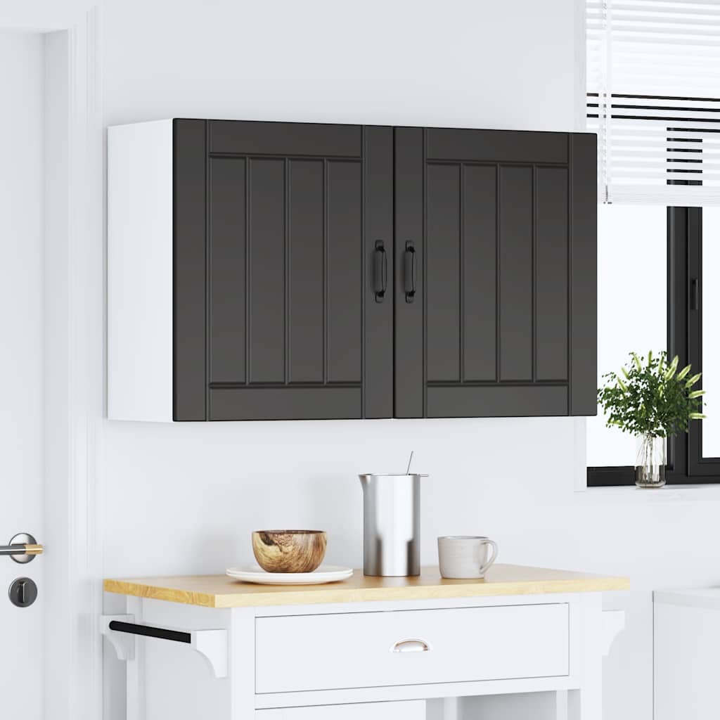 Keukenwandkasten 2 st Lucca zwart bewerkt hout is nu te koop bij PeponiXL, paradijselijk wonen!