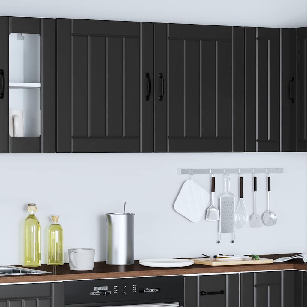 Keukenwandkasten 2 st Lucca zwart bewerkt hout is nu te koop bij PeponiXL, paradijselijk wonen!