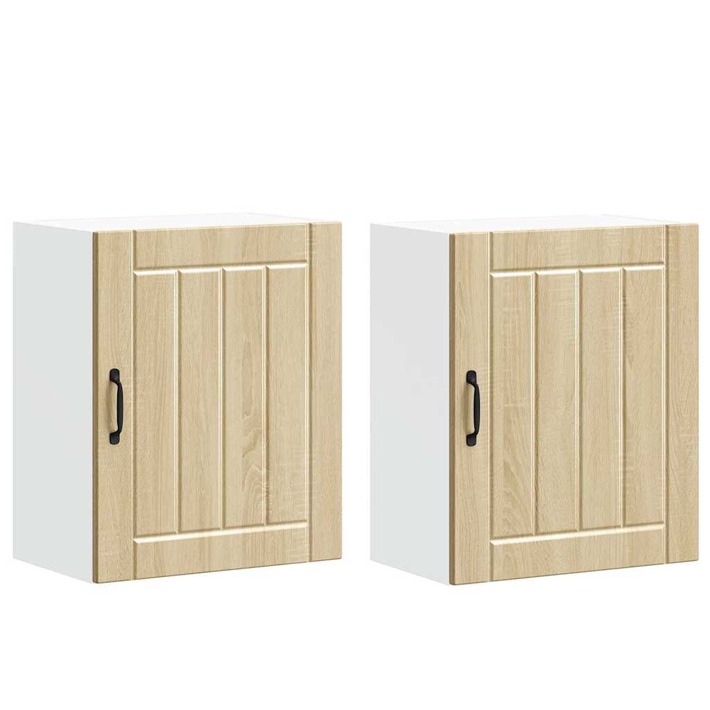 Keukenwandkasten 2 st Lucca bewerkt hout sonoma eikenkleurig is nu te koop bij PeponiXL, paradijselijk wonen!