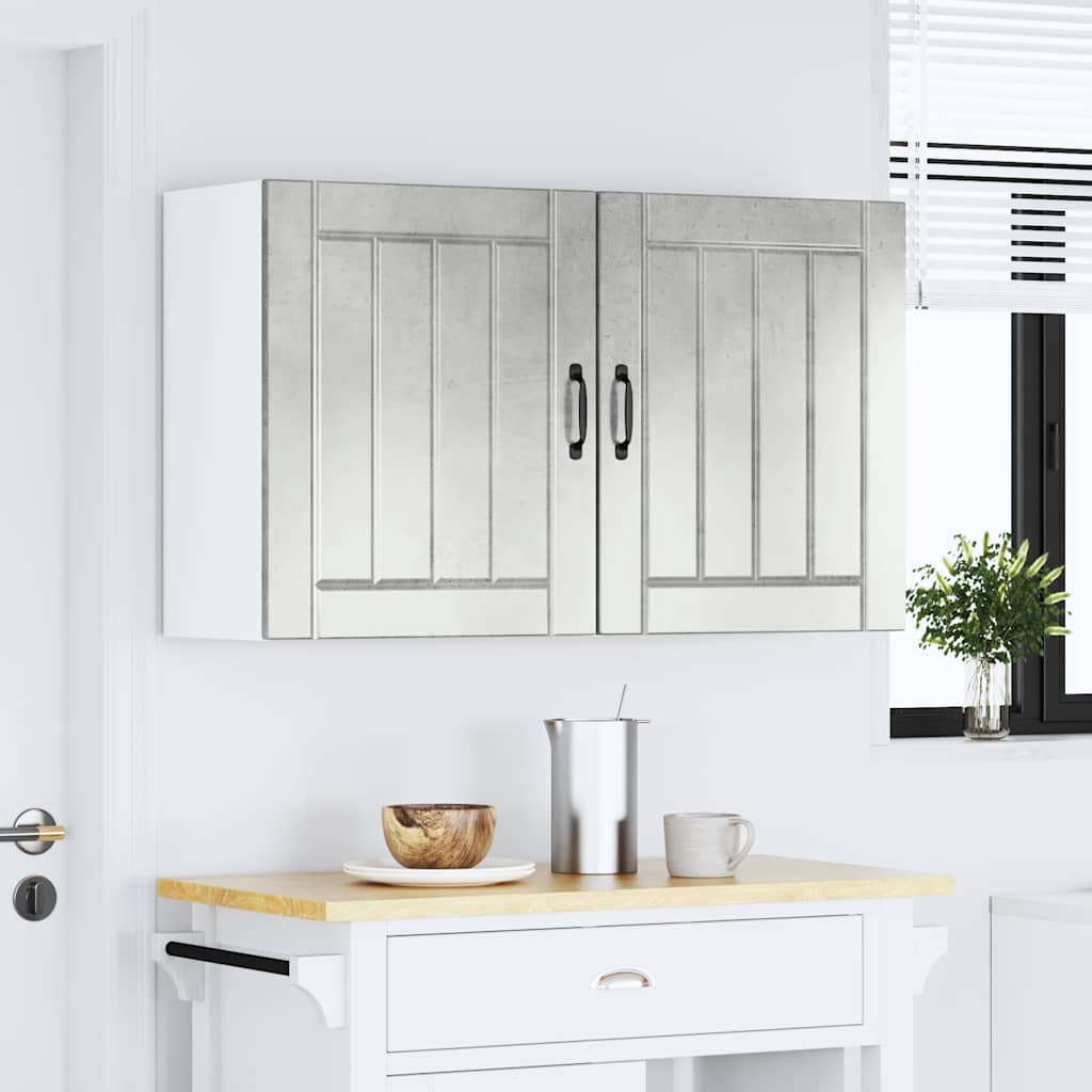 Keukenwandkasten 2 st Lucca betongrijs bewerkt hout is nu te koop bij PeponiXL, paradijselijk wonen!