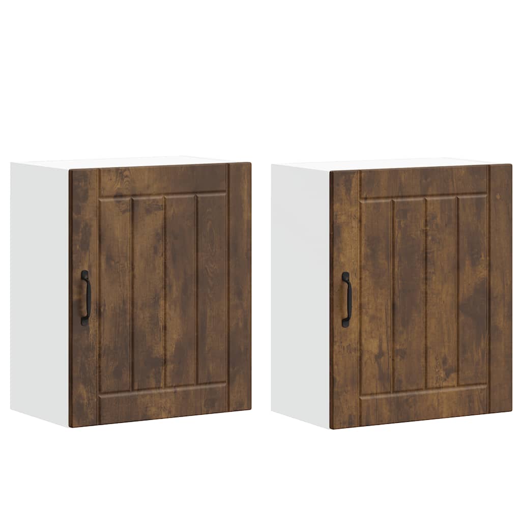 Keukenwandkasten 2 st Lucca bewerkt hout gerookt eikenkleurig is nu te koop bij PeponiXL, paradijselijk wonen!
