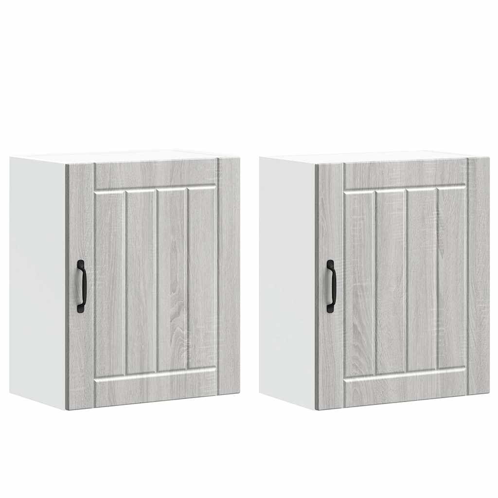 Keukenwandkasten 2 st Lucca grijs sonoma bewerkt hout is nu te koop bij PeponiXL, paradijselijk wonen!
